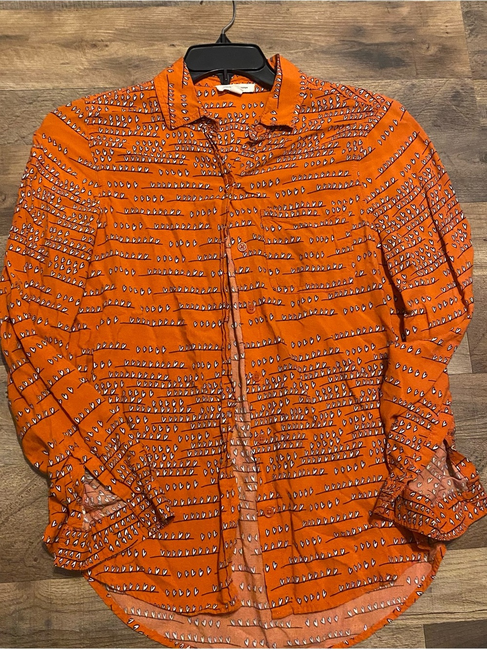 beachlunchlounge Orange Geometric Print Button-Down Shirt